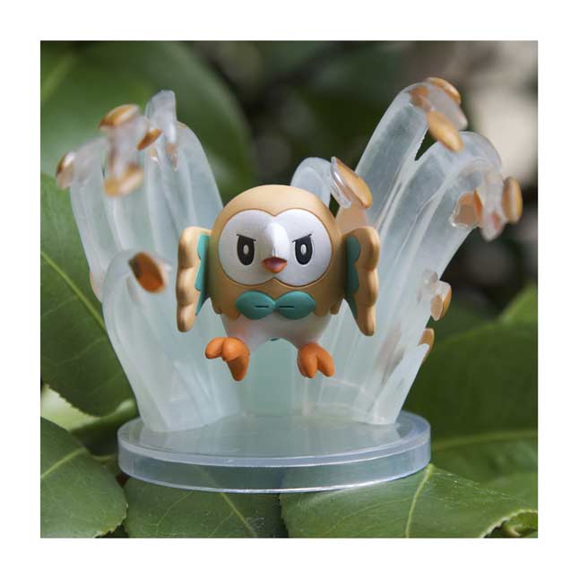 Rowlet Using Leafage Attack Official Pokemon Gallery Collectible Figurine from The Pokemon Center