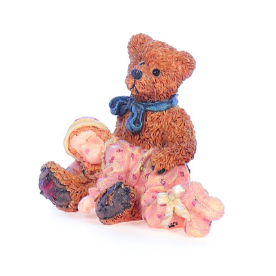 the dollstone collection 3527 shelby  asleep in teddys arms childhood figurine 1998 front left